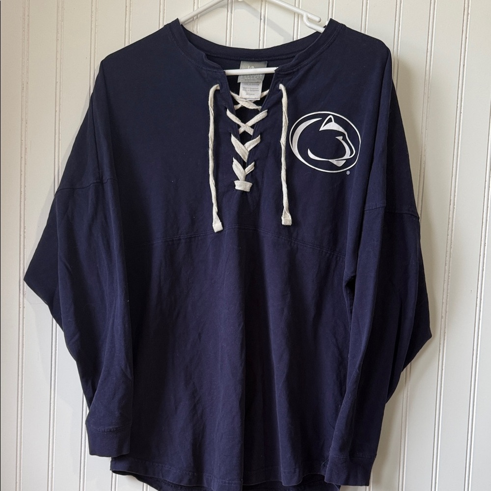 Penn State Navy Lace-Up hockey Top ladies PSU medium